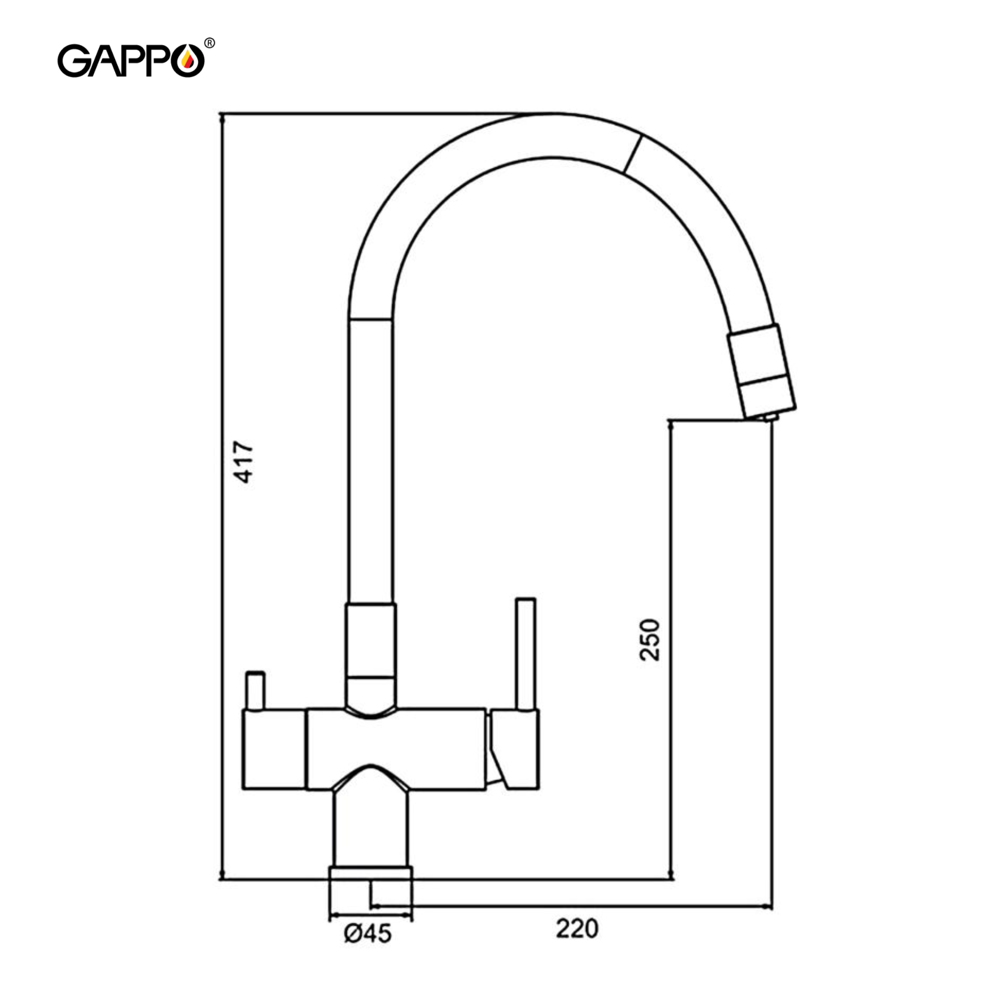 VÒI BẾP CAO CẤP 3 ĐƯỜNG NƯỚC TÍCH HỢP RO NHẬP KHẨU NGA GAPPO G4398-39 MÀU PVD CẦN MỀM UỐN - HÀNG CHÍNH HÃNG