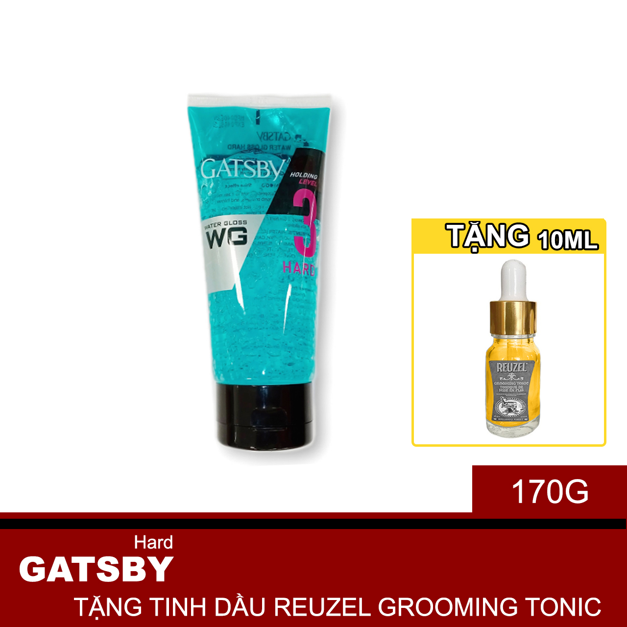 Gel Tạo Kiểu Siêu Cứng Water Gloss Hard Cấp Độ 3 + Tặng Reuzel Grooming Tonic - Chính hãng - WATER GLOSS 170G