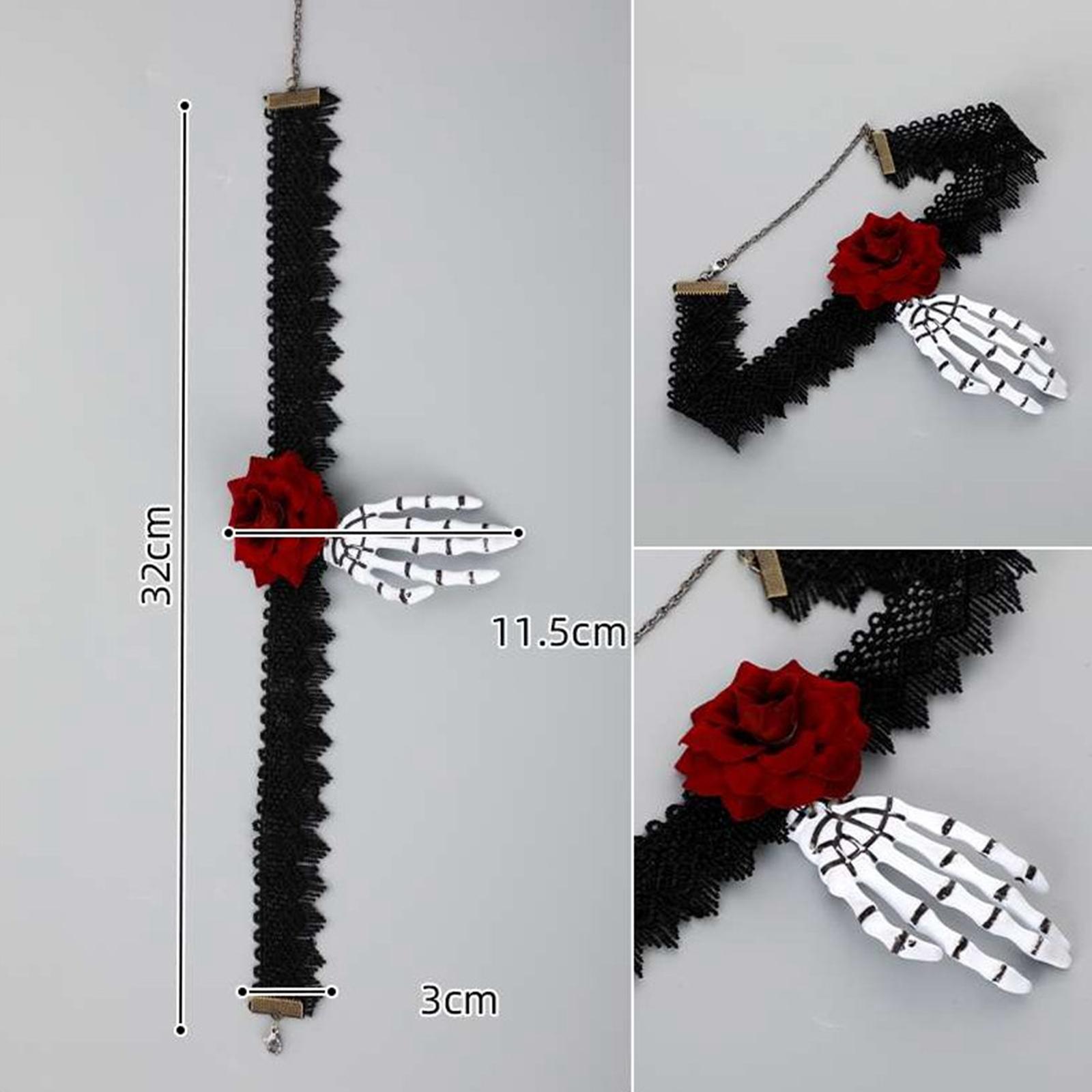 Punk Style Necklace Halloween Pendant Necklace Halloween Gifts Makeup Jewelry Retro Style Lace Neck Chain for Holidays Halloween Prom