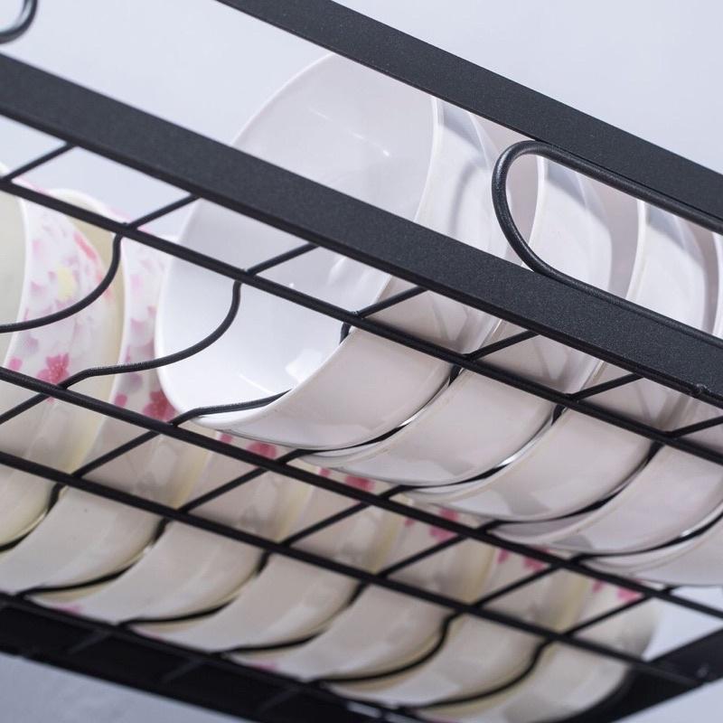 Kệ Để Chén Đĩa Thông Minh Trên Bồn Rửa Bát Sơn Đen Tĩnh Điện Cao Cấp