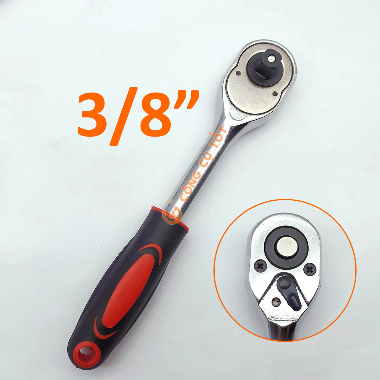 Tay vặn tự động đảo chiều 3/8" 24 răng dài 190mm cán bọc nhựa