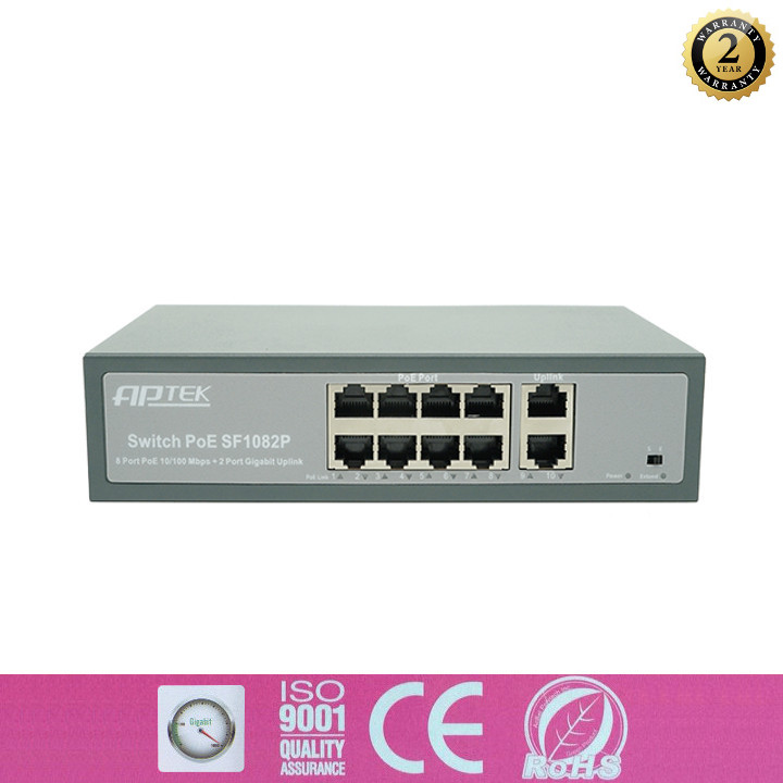 CHUYÊN DỤNG CHO CAMERA  8-Port PoE  SWITCH POE APTEK SF1082P  - HÀNG CHÍNH HÃNG