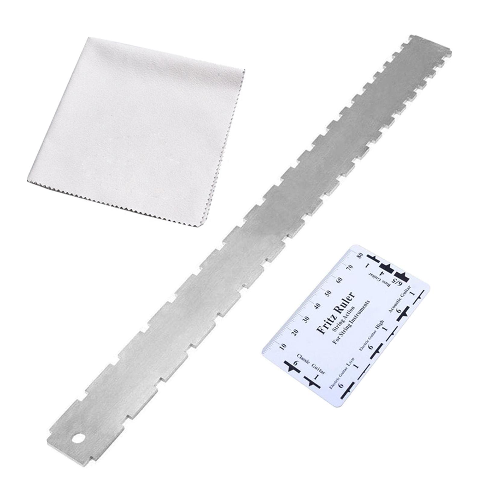 Guitar Neck Notched Straight Fret Ruler Measuring Ruler Gauge Fret Leveling Fret Guitar Level Luthier Tool for Bass Acoustic Electric Guitar