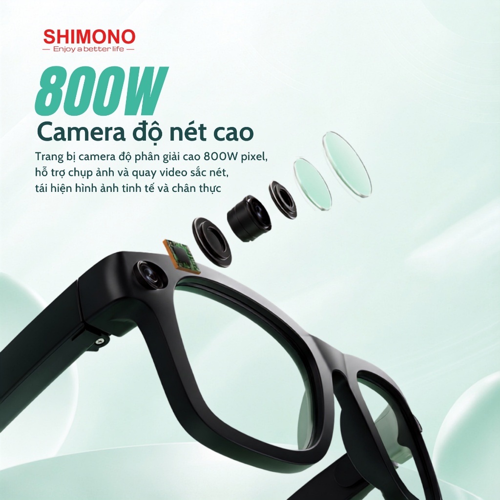 Kính AI Dịch Thuật Realtime SHIMONO-E9 Camera 8MP Bluetooth Nghe Nhạc Đàm Thoại, Ghi Âm, Quay Chụp Hàng Chính Hãng
