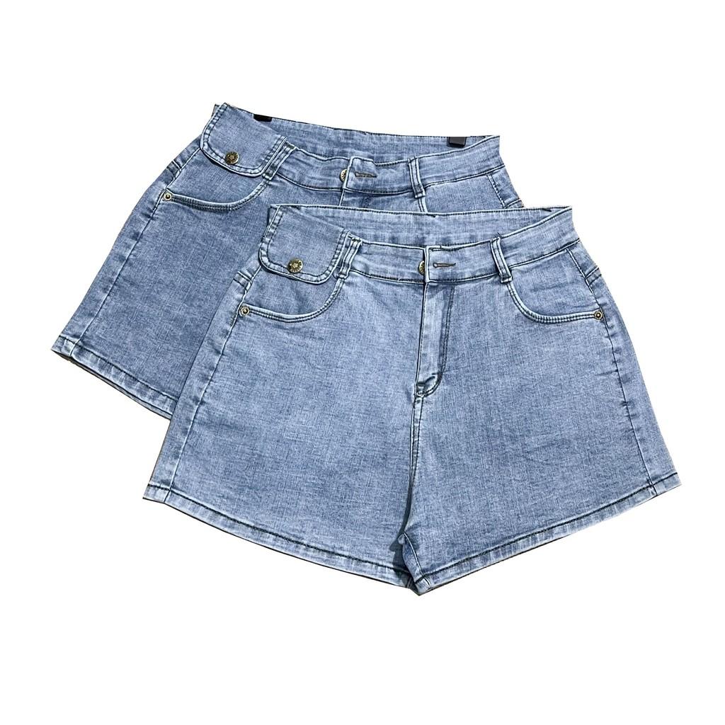 Quần short jean nữ BigSize lưng cao, co dãn mạnh, có túi nắp nhỏ phom ống rộng đang hot trend 3818 molijean