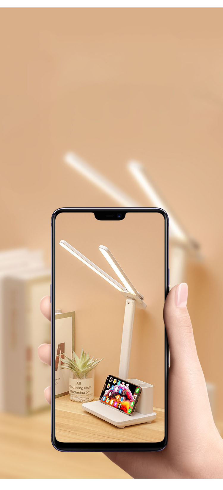 Đèn Bàn Học Đọc Sách, Làm Việc LED Chống Cận, Cảm Ứng Tích Điện Gập 2 Chỗ