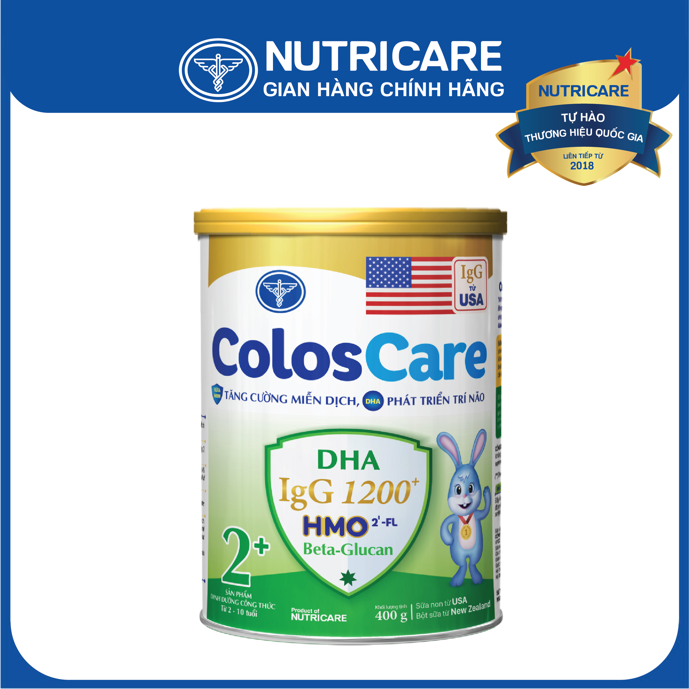 Sữa bột Nutricare ColosCare 2+ tăng cường hệ miễn dịch (400g)