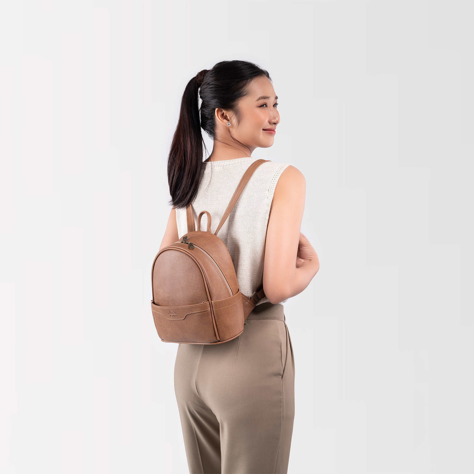 Balo da nữ mini phối ngăn họa tiết Lata BAL61