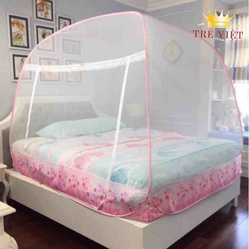 Màn chụp đỉnh vuông, màn chụp tự bung cao cấp, gấp gọn, chất liệu vải tuyn bền, đẹp, kiểu dáng sang trọng, mùng tự bung 1.6mx2m, mùng 1.8mx2m, mùng 2mx2.2m