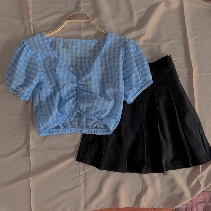 SET ÁO CARO PHỐI CHÂN VÁY TENNIS