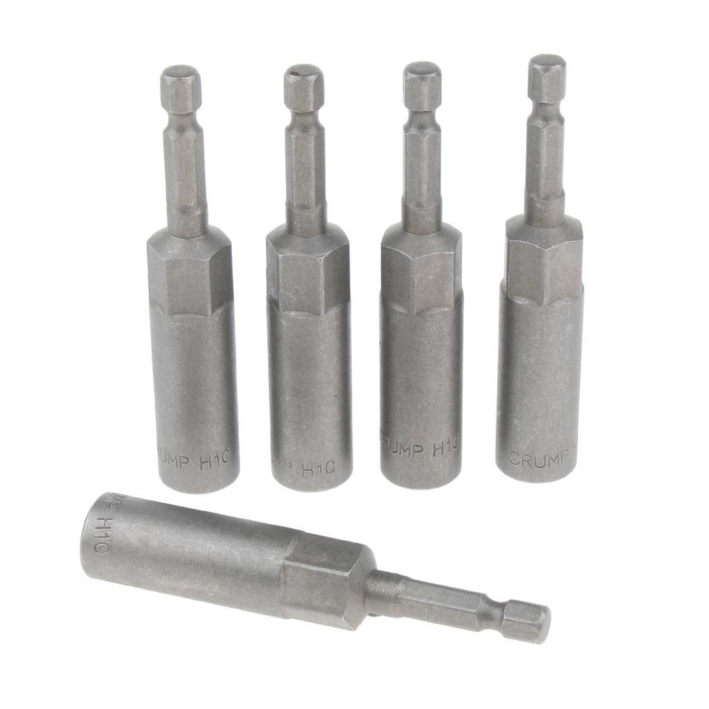 5Pcs Socket Adapter Set Driver Hex Shank Impact Drill Bits 1/4" Shank 10mm