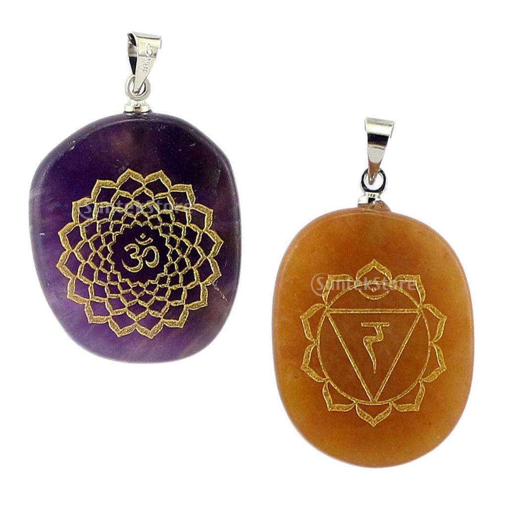 Engraved Reiki Crystal Pendants for Kids Friends Gift Collectables Craft B