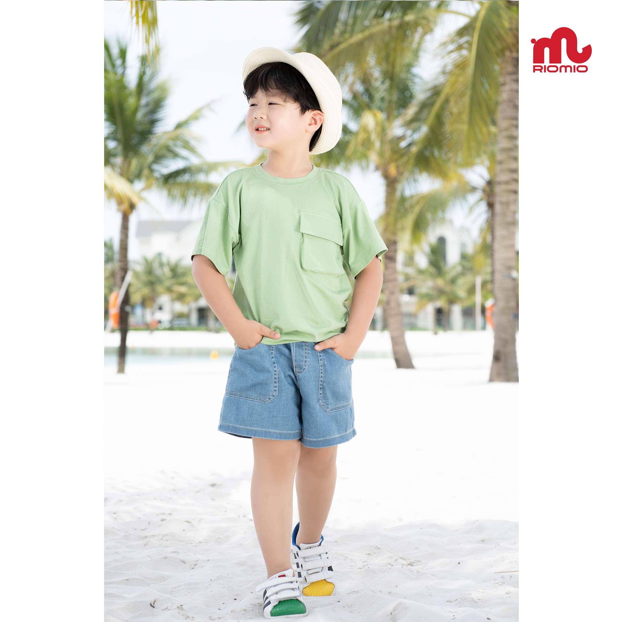 Áo thun bé trai T-shirt 3-11 tuổi (15-40kg) RIOMIO túi hộp cotton 4 chiều thoáng mát phong cách Hàn Quốc - RA202