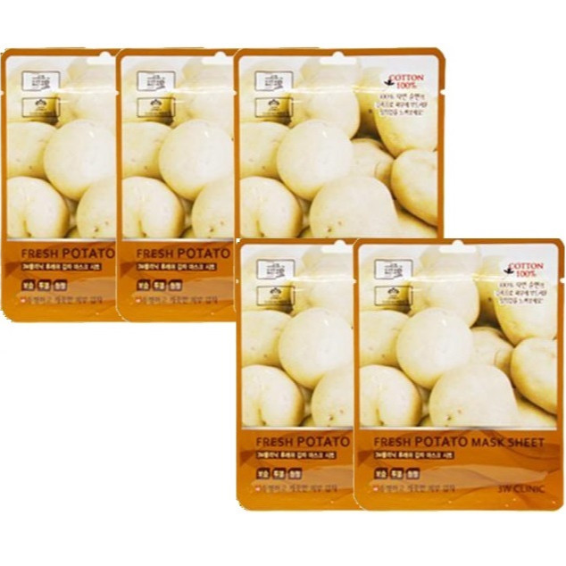 Combo 5 Mặt nạ dưỡng trắng da chiết xuất khoai tây 3W Clinic Fresh Potato Mask Sheet 23ml x 5