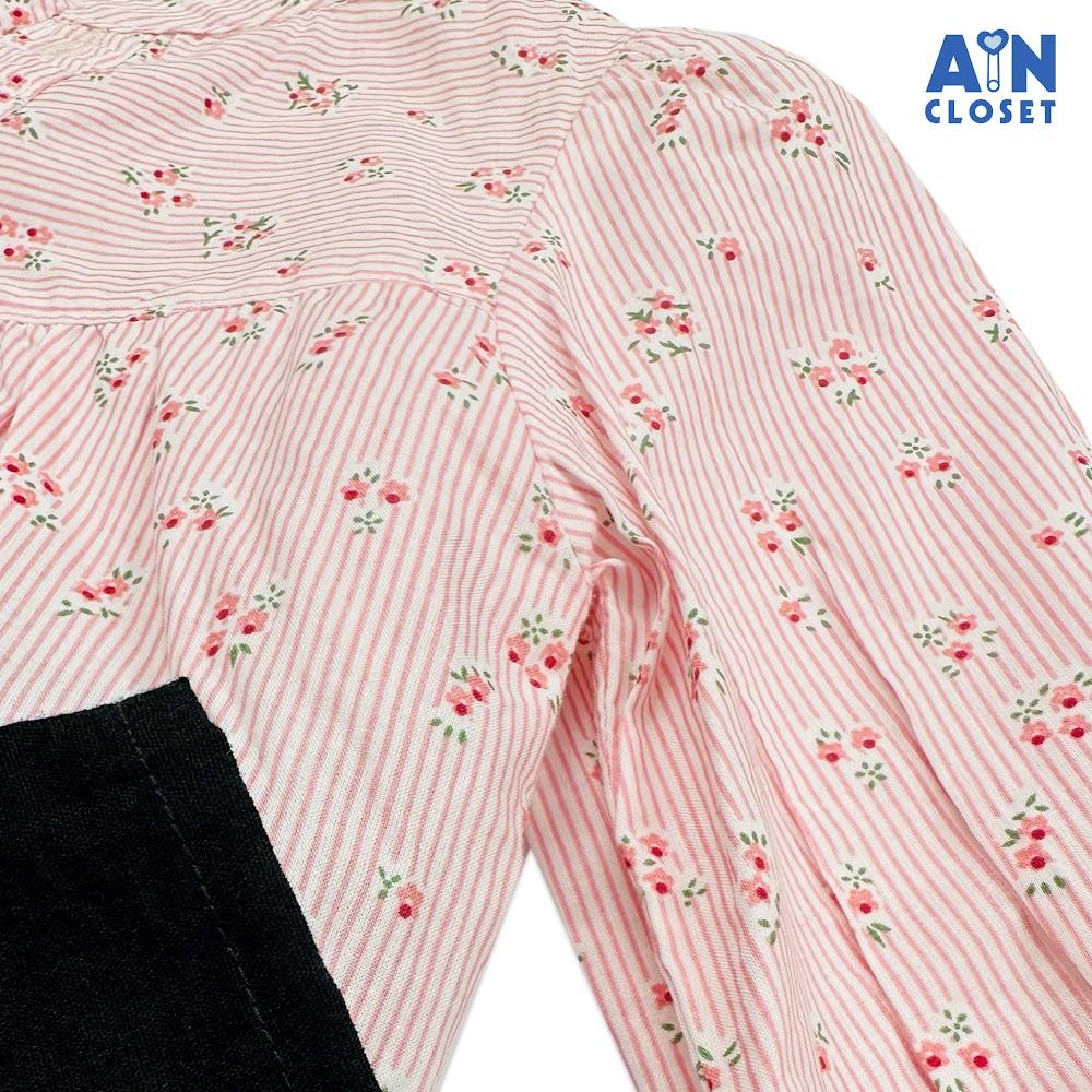 Bộ quần áo dài bé gái họa tiết Sơ mi Kẻ Nhí hồng cotton - AICDBGXJDDYY - AIN Closet