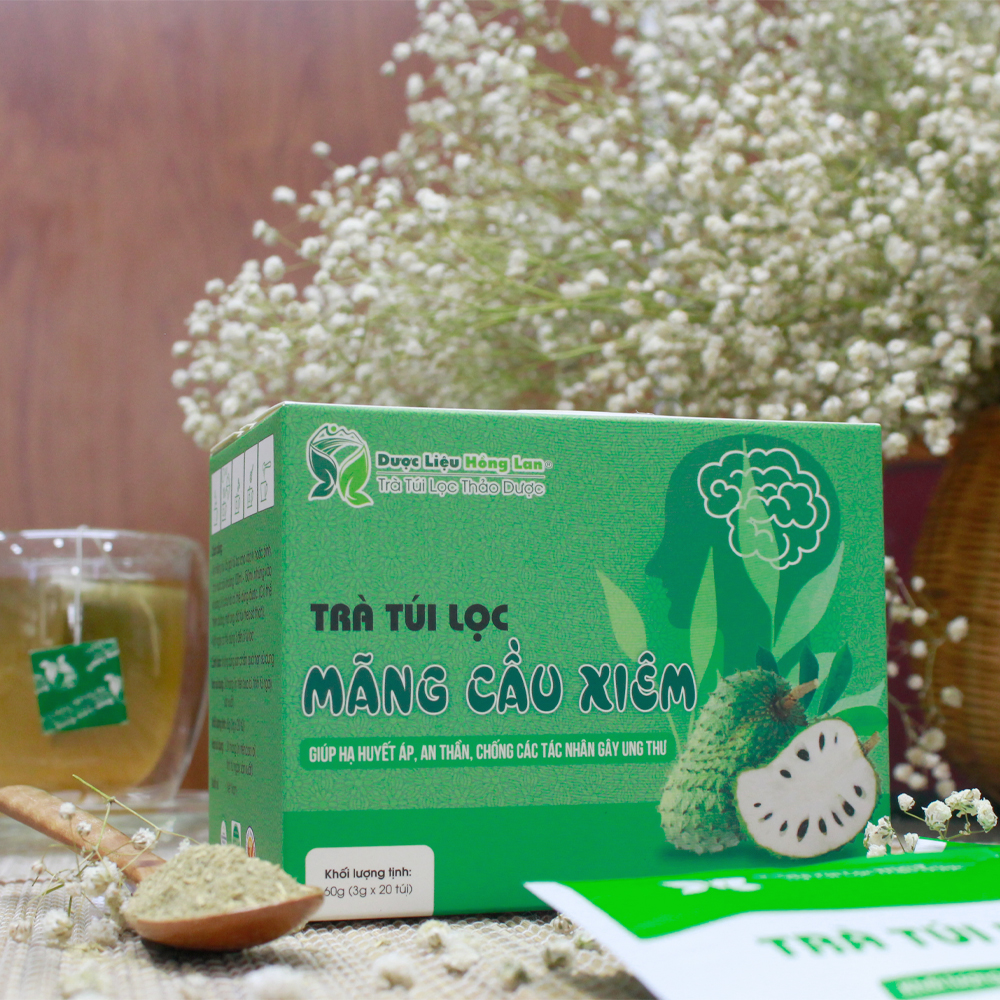 Trà Túi Lọc Trái Mãng Cầu Xiêm (Mãng Cầu Gai) 60g (20gói x 3g) Dược Liệu Hồng Lan