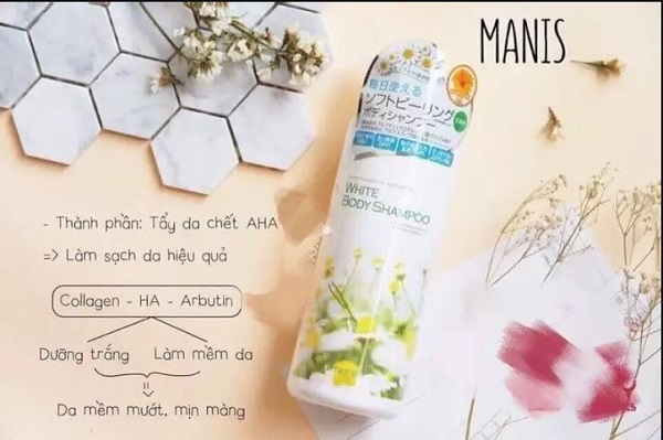 Sữa tắm trắng da Manis hương hoa cúc Nhật Bản (Chai 450ml) -5