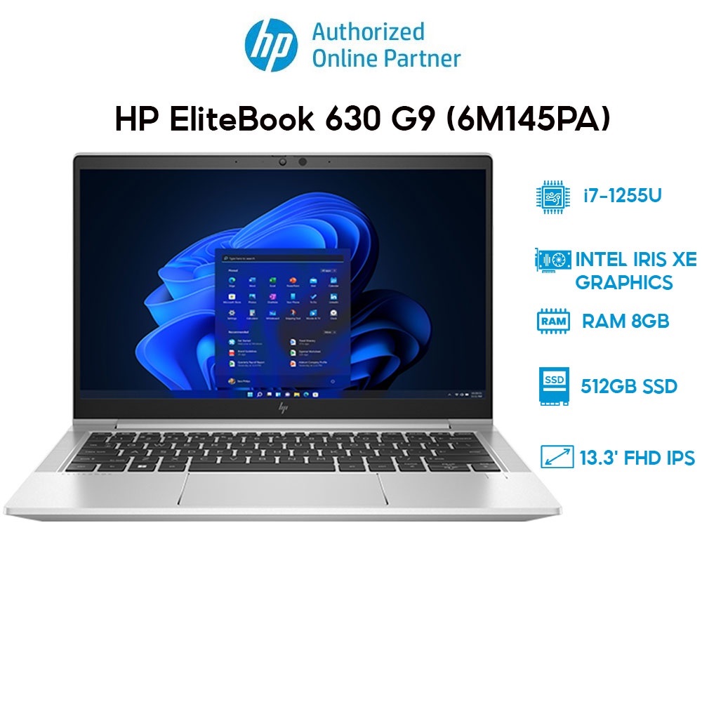 Hình ảnh Laptop HP EliteBook 630 G9 6M145PA (i7-1255U | 8GB | 512GB | Intel Iris Xe Graphics | 13.3' FHD | Win 11) Hàng chính hãng