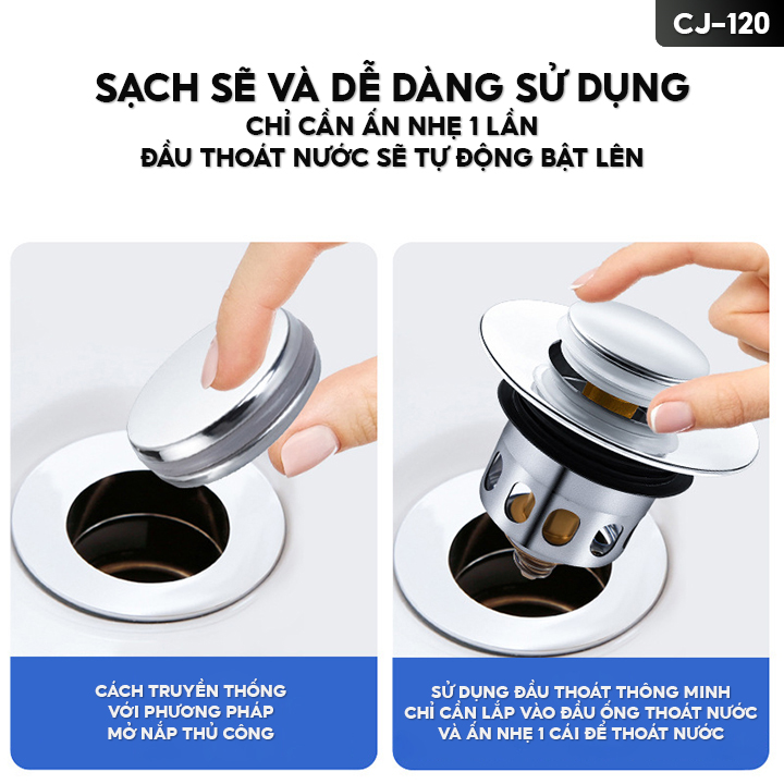 Nắp Đậy Lỗ Thoát Nước Chậu Rửa Bát Chất Liệu Inox 304 Cao Cấp Không Gỉ Sét Hoặc Oxy Hoá Theo Thời Gian CJ-120