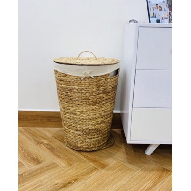 Thùng tròn lục bình đựng quần áo 45x60 cm