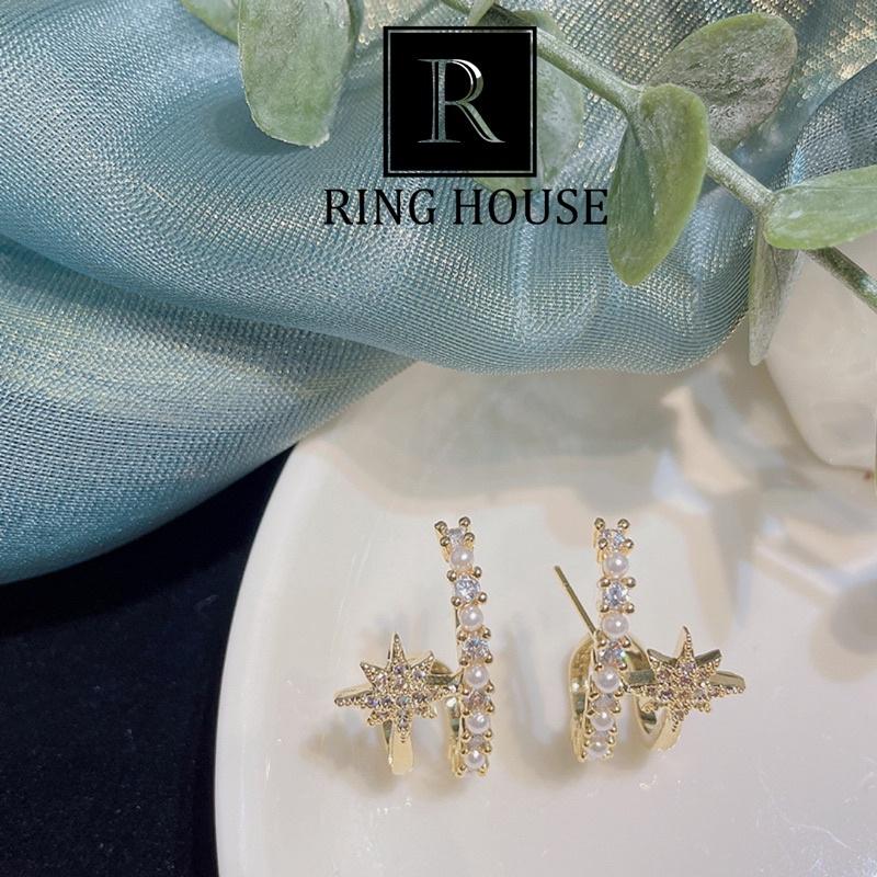 Khuyên Tai Bông Tai Nữ Thiết Kế Sao Móc Tai Ring House