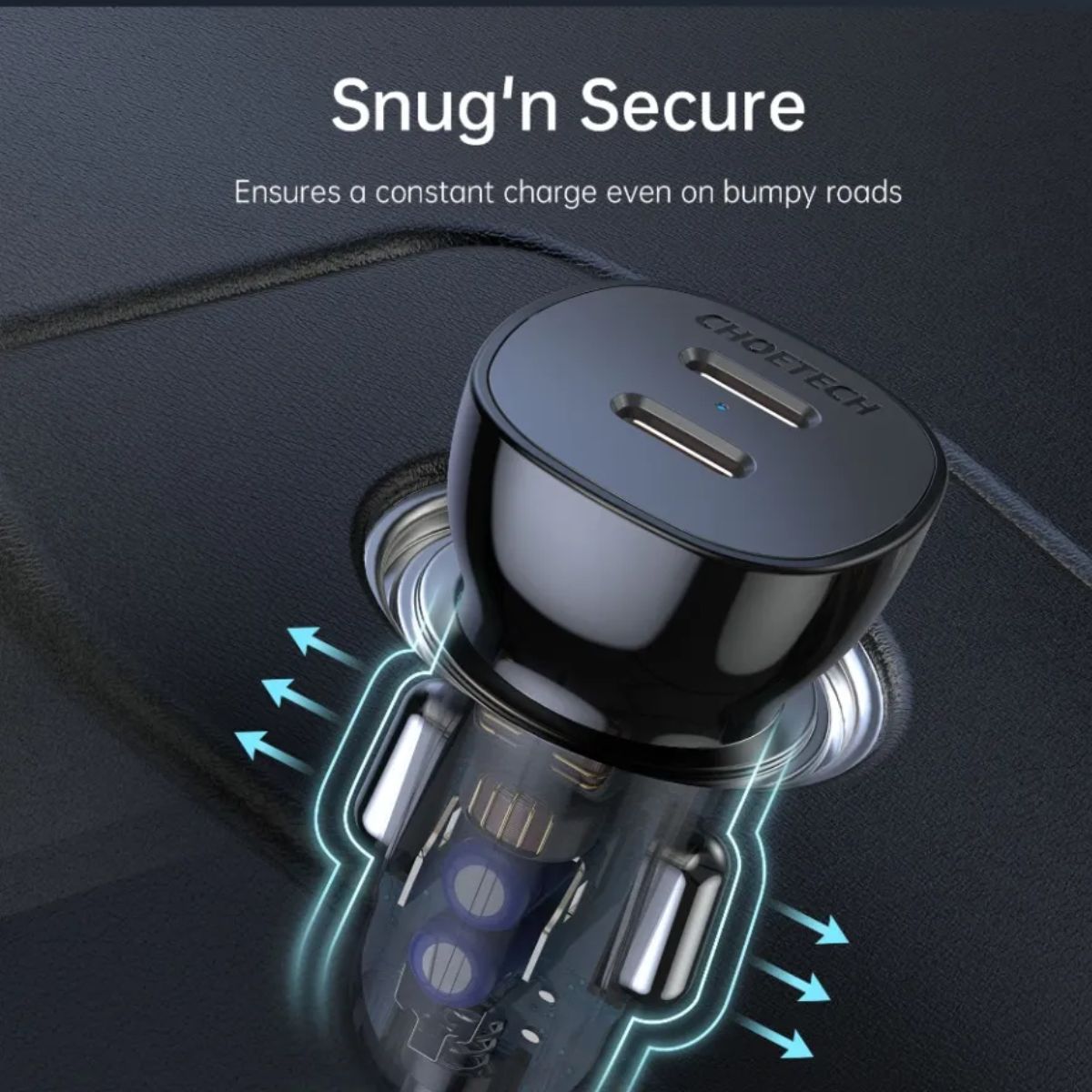 Tẩu sạc nhanh trên ô tô 2 cổng Type C 40W Choetech TC0008 (Hàng chính hãng)