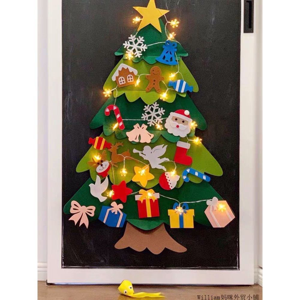 CÂY THÔNG NOEL DÁN TƯỜNG BẰNG VẢI DẠ TẶNG KÈM PHỤ KIỆN TRANG TRÍ