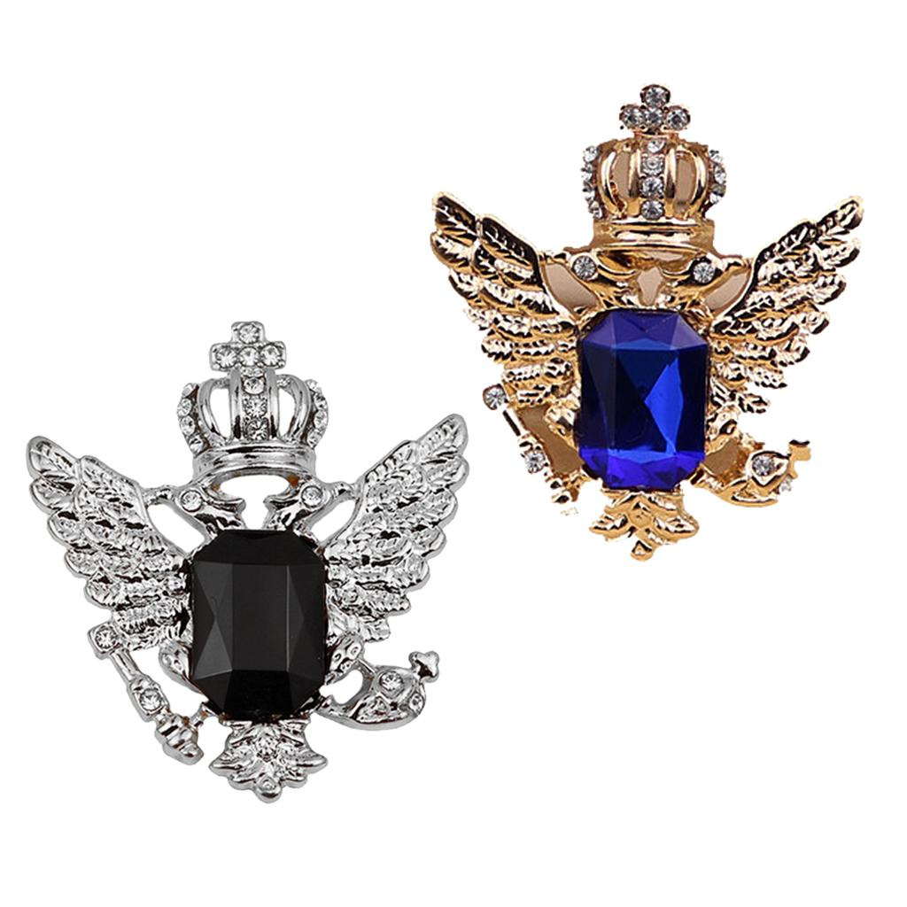 2pcs Crown Eagle Men Shirt Suit Collar Clip Shirt Brooch Pin Accessory Gift