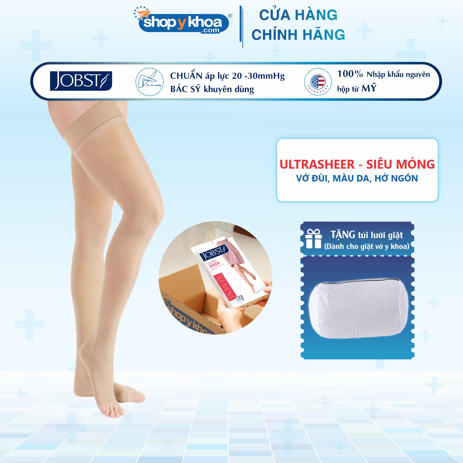 Vớ y khoa đùi JOBST UltraSheer - Siêu Mỏng hỗ trợ điều trị giãn tĩnh mạch chân