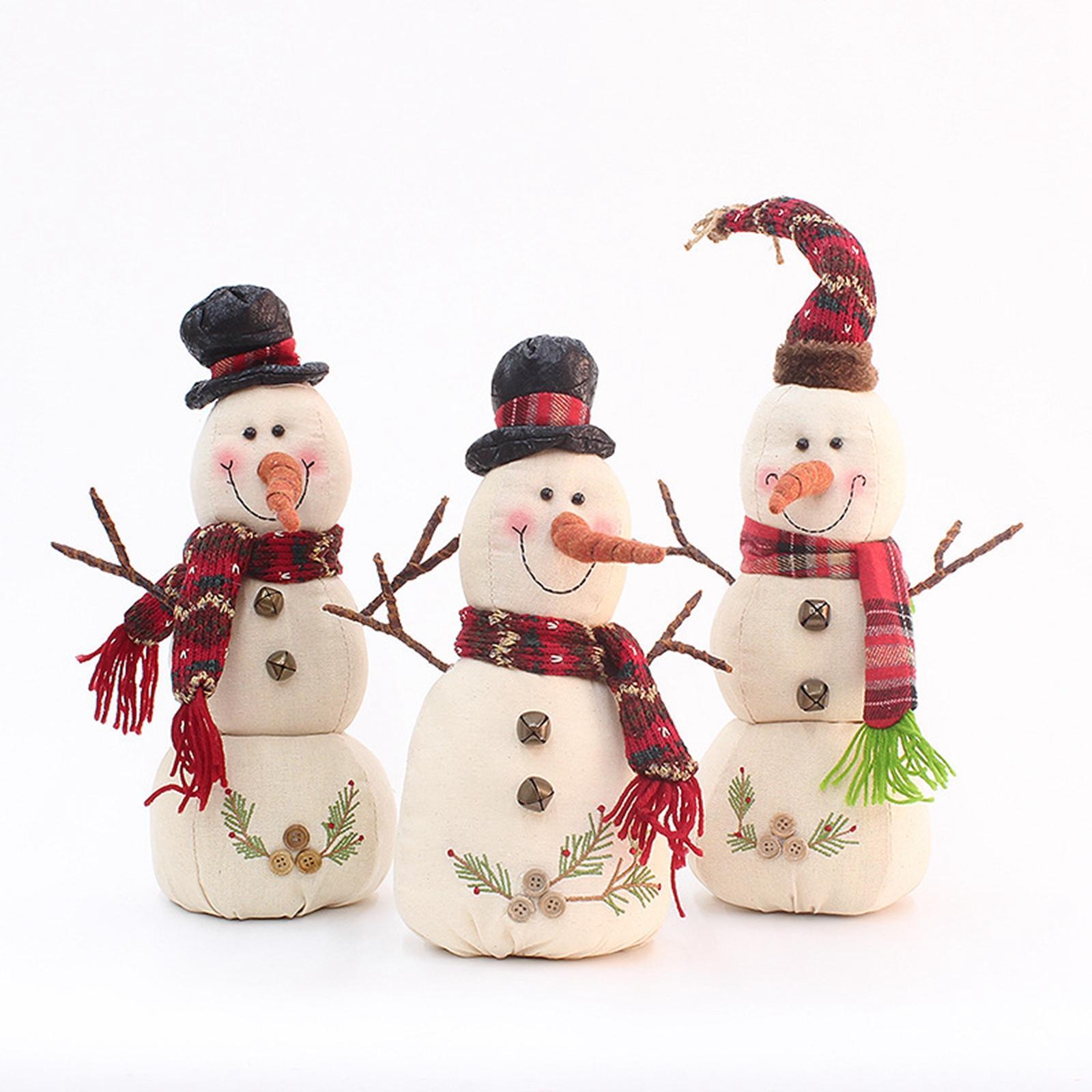 Christmas White Snowman Doll Figurines Plush for Fireplace Atmosphere Decor