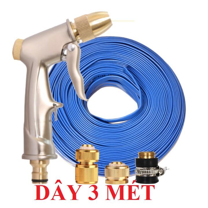 Bộ dây vòi xịt nước rửa xe, tưới cây loại 3m, 5m 206701-1 đầu đồng, cút đồng,nối đồng+ tặng túi đựng bút