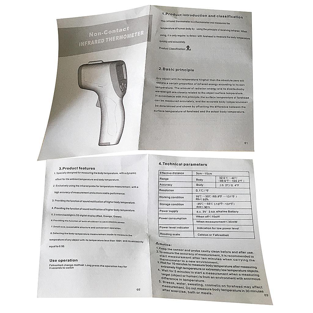 Handheld LCD Backlight Digital Non-contact IR Infrared Forehead Thermometer