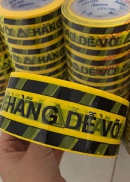 Băng Keo Dính In Hàng Dễ Vỡ Nguyên Cây 6 Cuộn Bản 48 mm-loại 100 yard Thông Dụng, Tiện Lợi