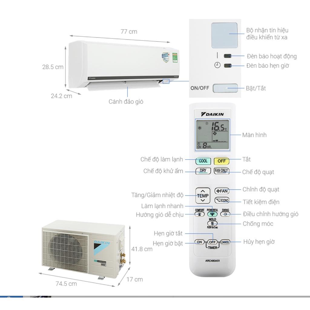 Máy lạnh Daikin Inverter 1 HP FTKB25WMVMV-HÀNG CHÍNH HÃNG-GIAO HÀNG TOÀN QUỐC.