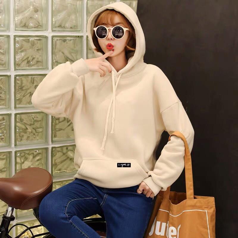 ÁO HOODIE NỈ UNISEX PHOM NAM NỮ MÀU KEM IN KÝ TỰ NHIỀU MẪU