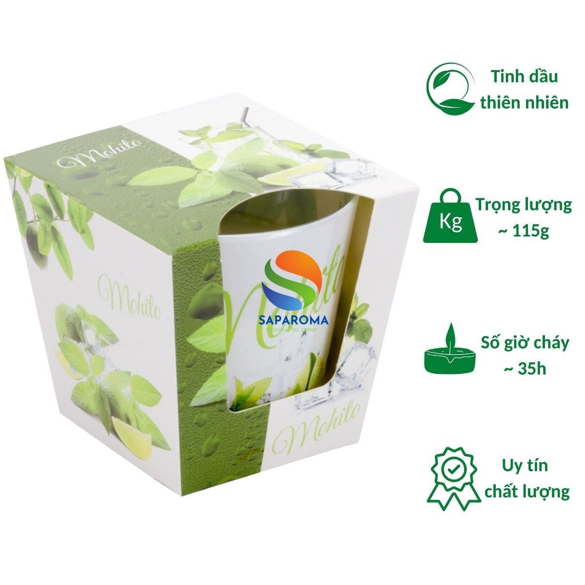 Ly nến thơm tinh dầu Bartek Mohito 115g QT028230 - hương bạc hà, nến trang trí, thơm phòng, thư giãn, khử mùi (giao mẫu ngẫu nhiên)