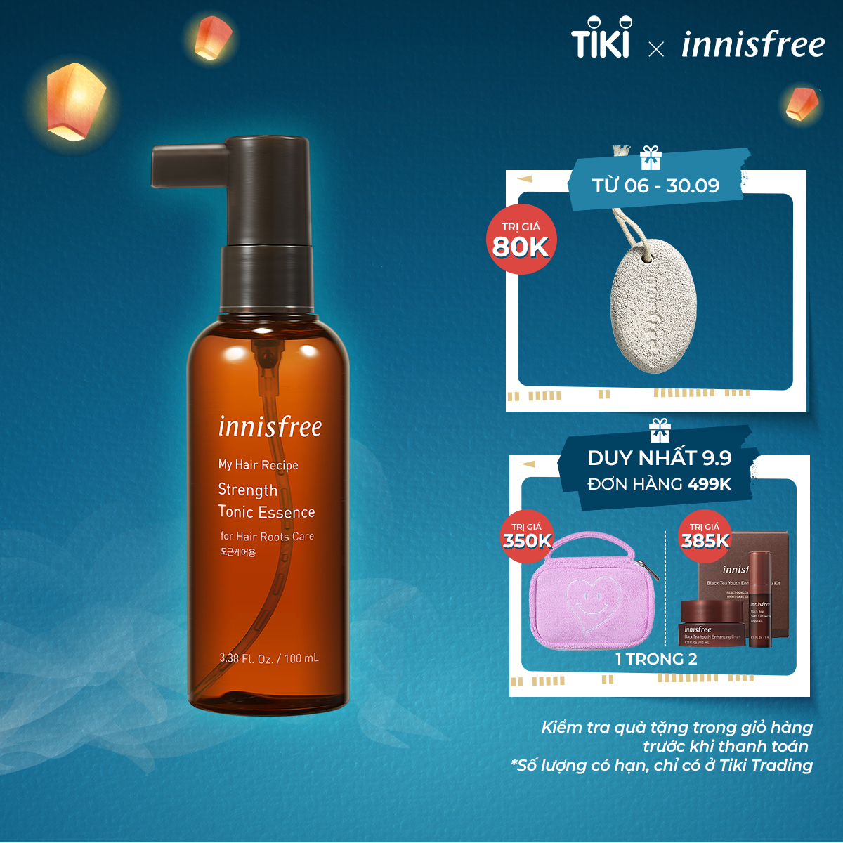 Xịt dưỡng tóc innisfree My Hair Recipe Strength Tonic Essence For Hair Roots Care 100ml