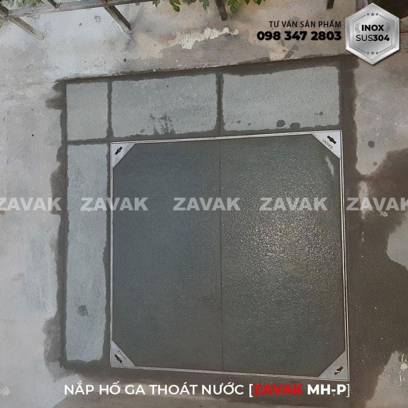 Nắp hố ga lát đá ZAVAK MHP*-AA50 KT50x50/ lát đá dày 4cm/ inox 304