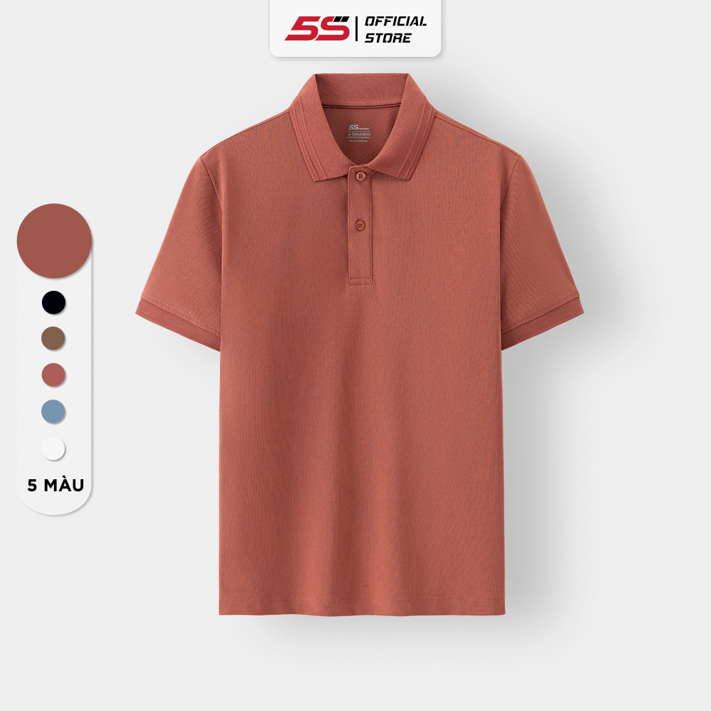 Áo Polo Nam 5S FASHION, Chất Cotton Mát, Thấm Hút, Thiết Kế Trơn, Phom Regular Thoải Mái Dễ Mặc (APC24009)