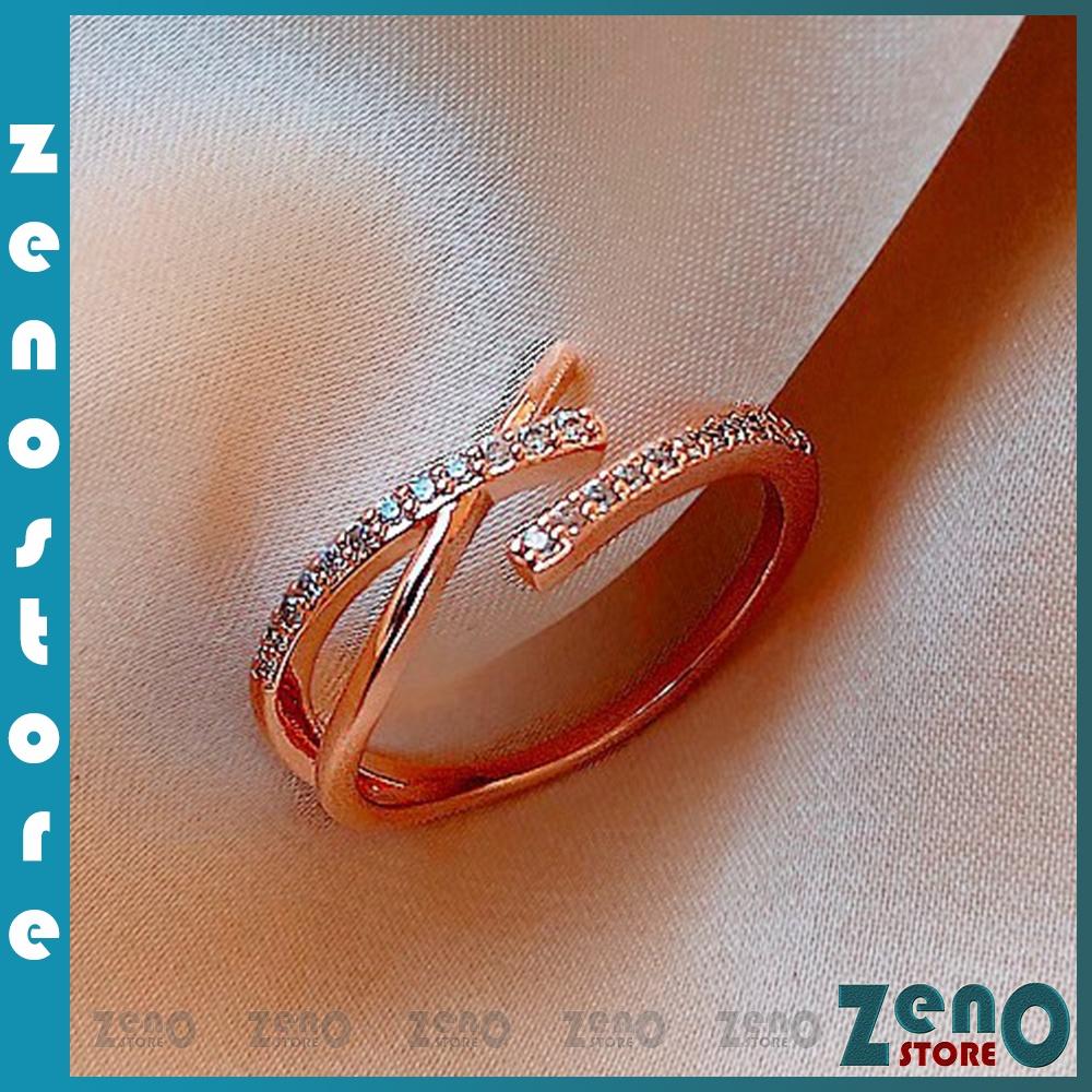 Nhẫn ZenO mạ vàng cách điệu có thể điều chỉnh độ rộng