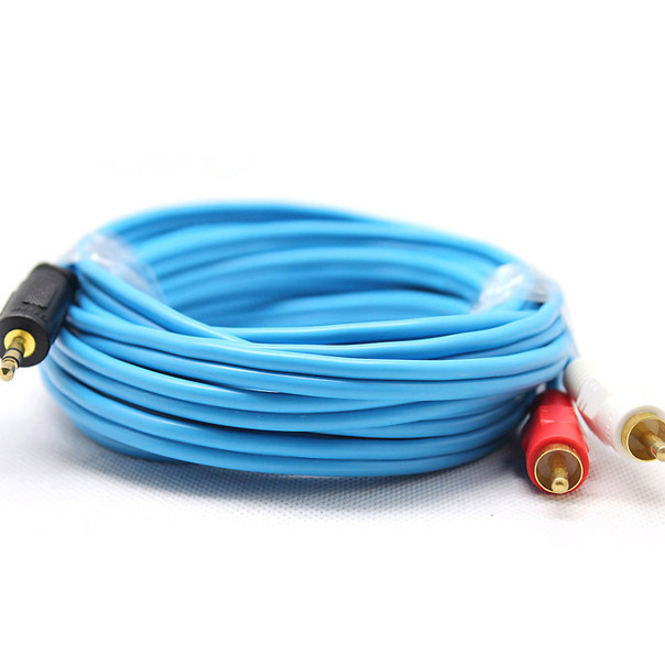 Cáp audio 3.5mm sang 2 đầu hoa sen 10m Dtech DT-6214 - Hàng Chính Hãng