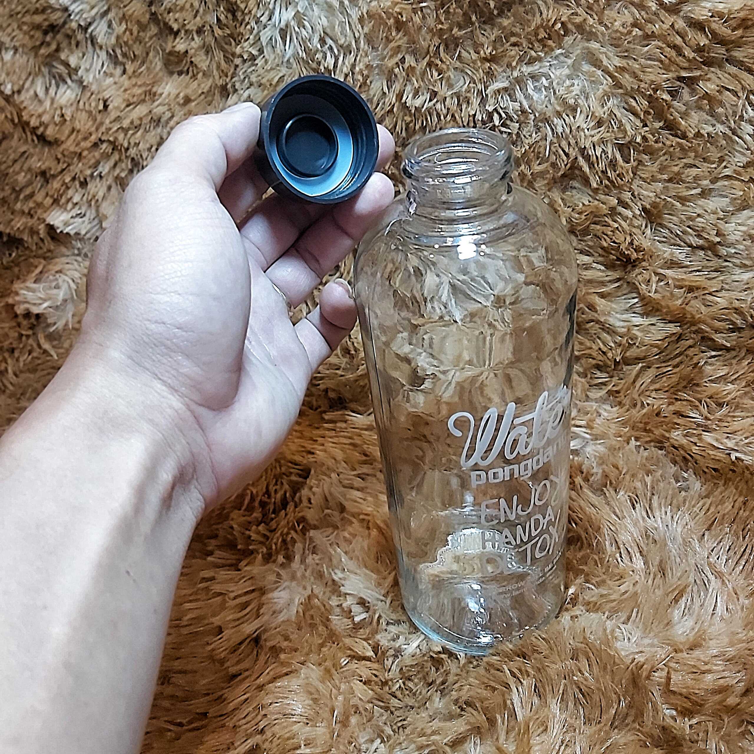 2 Chai Thủy Tinh đựng nước DETOX 1000ML mẫu Cao - Nắp nhựa có gioăng cao su