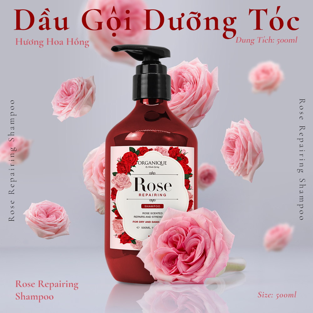 Organique - Dầu gội dưỡng tóc hoa hồng - Rose Repairing Shampoo 500ml (Mẫu mới)