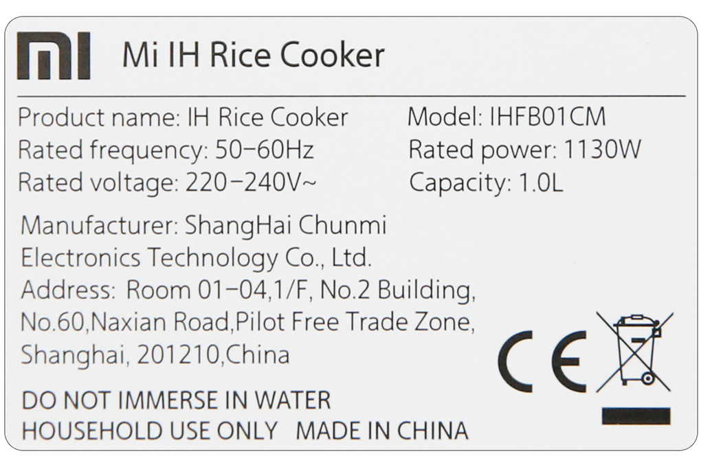 Nồi cơm điện cao tần Xiaomi 1 lít ZhF4009GL - Hàng chính hãng
