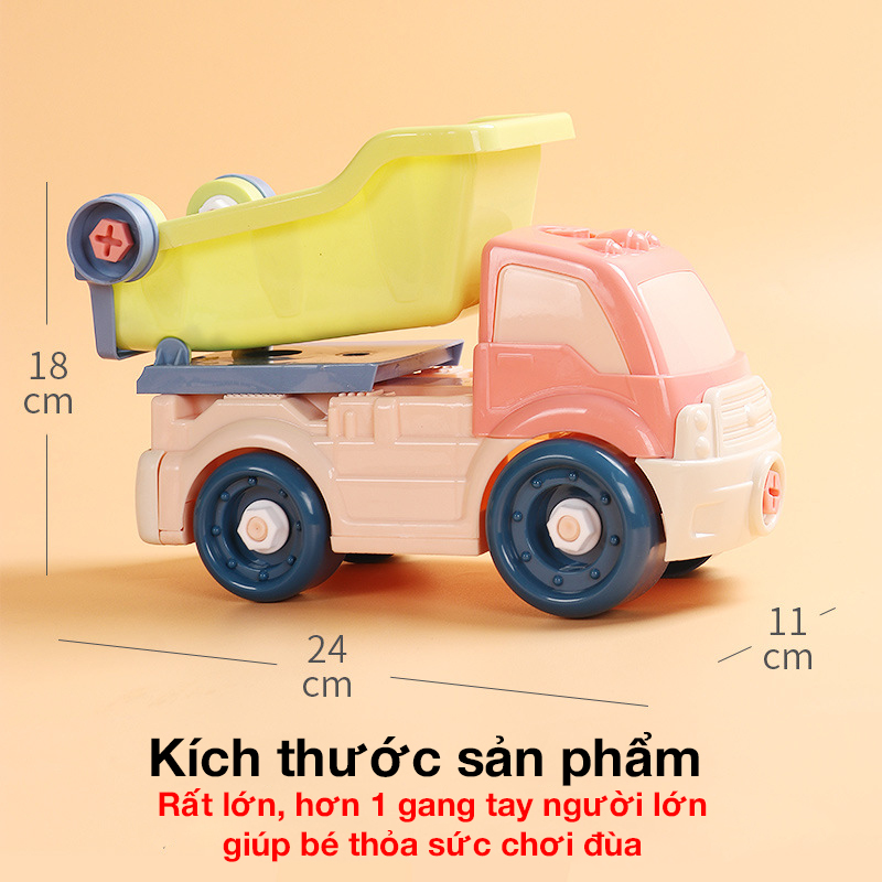 Bộ đồ chơi lắp ráp xe tải KAVY nhiều màu sắc kích thích giác quan của bé, kích thước rất lớn, nhựa an toàn