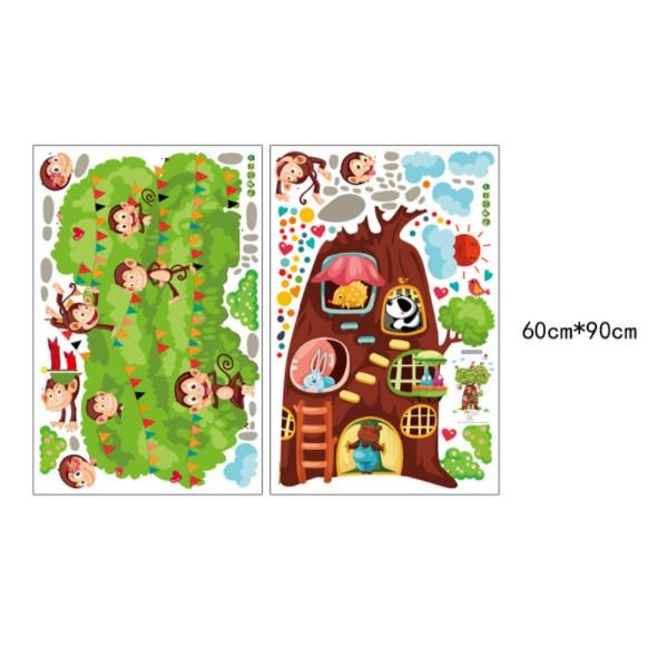 Decal trang trí Cây lớn và bầy khỉ tinh nghịch