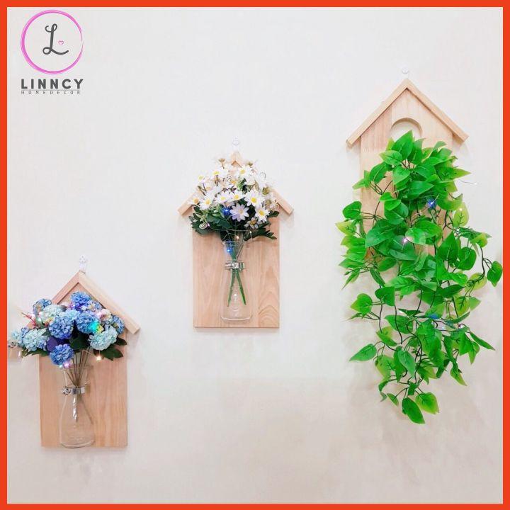 Bảng gỗ, khung gỗ treo tường cao cấp kèm lọ thủy tinh trồng cây thủy sinh, cắm hoa lá nhiều mẫu hoa trang trí