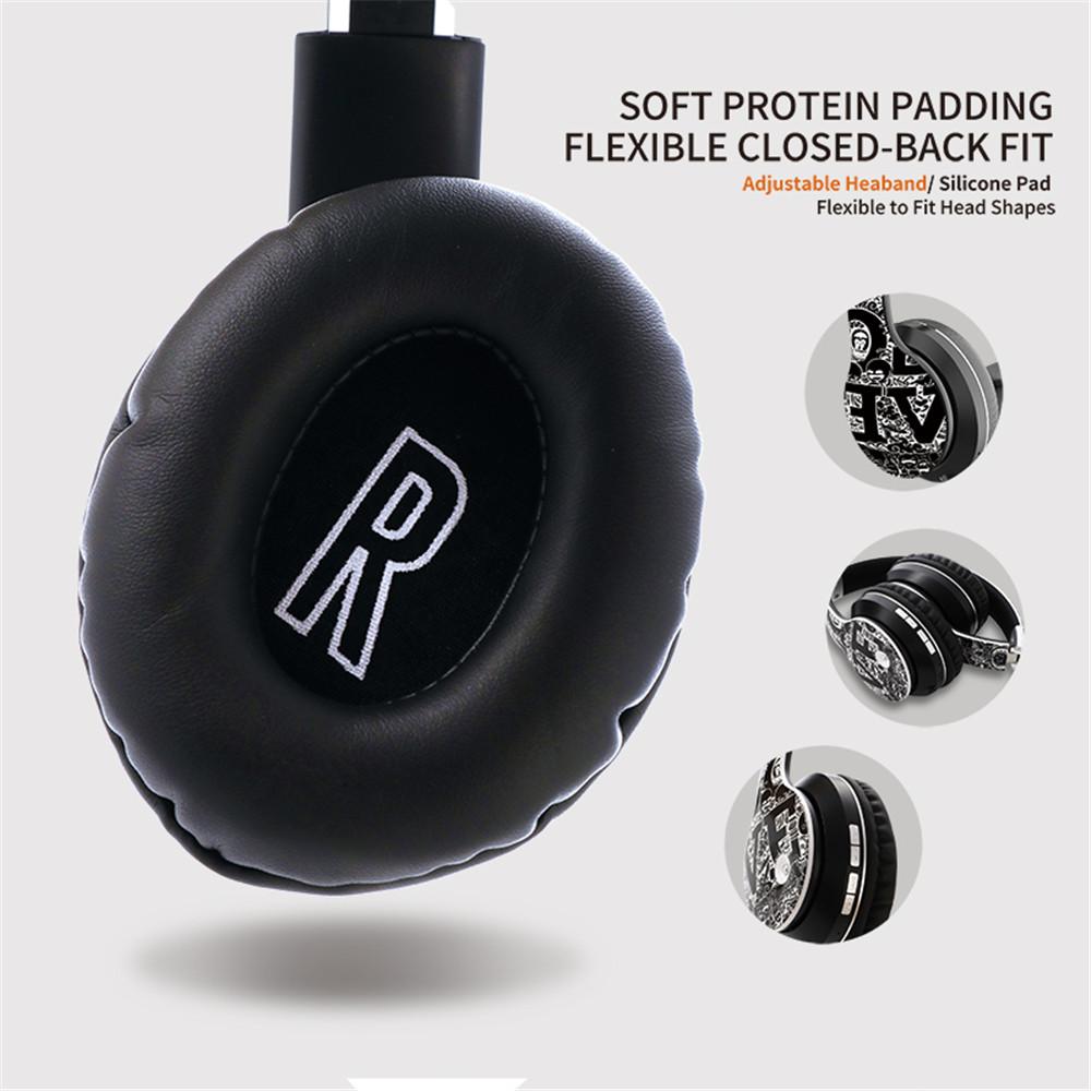 Không Dây Bluetooth 5.0 Tai Nghe Trên Tai Headest Graffiti Thiết Kế Có Thể Gấp Gọn Tai Nghe Có Mic Stereo Hi-Fi Cho Điện Thoại Máy Tính Laptop