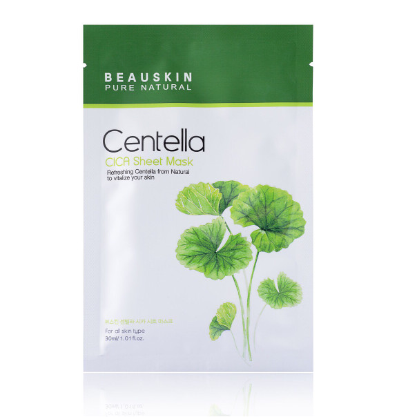 Mặt nạ dưỡng da ngừa mụn trị nám nhanh lành sẹo ngăn lão hóa thêm hồng hào Beauskin Centella CICA Sheet Mask, HQ 5x30ml