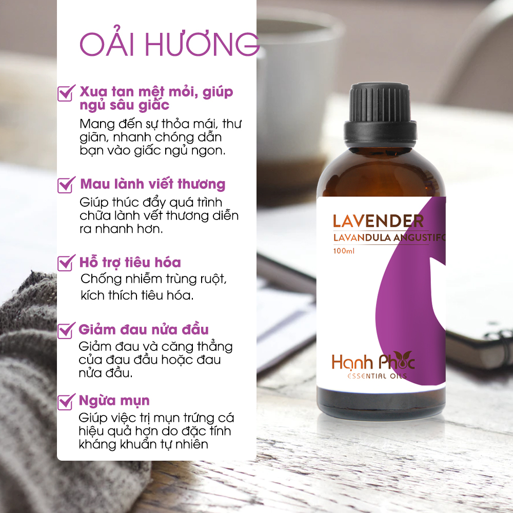 Tinh Dầu Xông Phòng Oải Hương Hạnh Phúc (30ml) + Tinh Dầu Cam Ngọt Hạnh Phúc (30ml) + Tinh Dầu Quế Hạnh Phúc (30ml) - Tinh Dầu Thiên Nhiên Nguyên Chất, Giúp Giảm Stress, Xua Đuổi Côn Trùng Và Khử Mùi Hiệu Quả